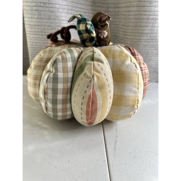 3 Fabric Handmade Fall Pumpkins 8x6 inch new condition Fall Winter Table Decore - Picture 8 of 11